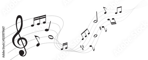 vector illustration of sheet music - musical notes melody	