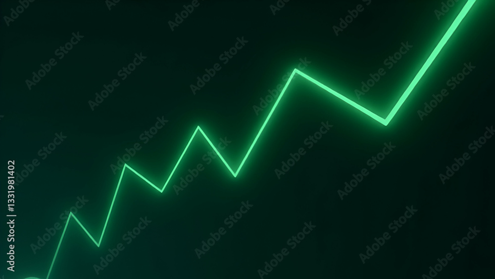 Naklejka premium Seamlessly Looping Animated Stock Market Graph with Green Uptrend