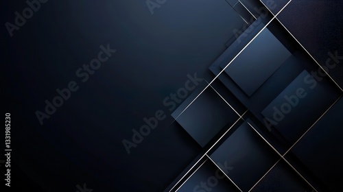 Abstract Deep Blue Minimalist Background With Geometric Shapes and Shadows