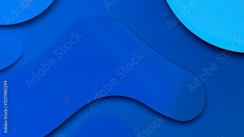 Modern Blue Abstract Background With Smooth Flowing Wave Shapes