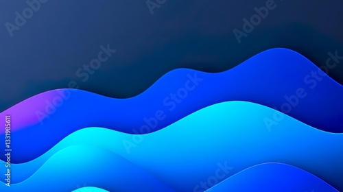 Smooth Blue Wave Gradient Background With Abstract Fluid Layers and Depth