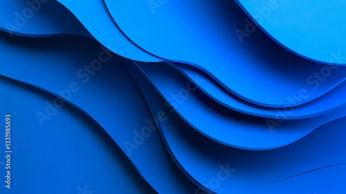 Minimalist Blue Abstract Background With Subtle Waves and Soft Gradient Textures 