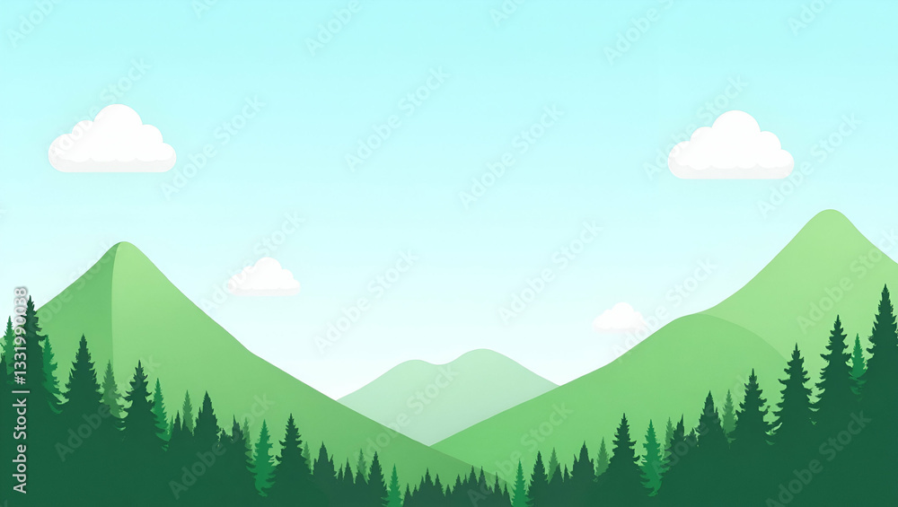 Green Mountains and Clear Sky Border for World Environment Day Green Mountains and Clear Sky Border for World Environment Day