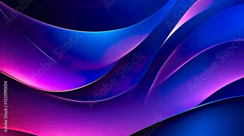 Vibrant Abstract Waves With Blue And Purple Gradient Smooth Flowing Digital Art