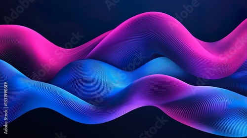 Colorful Abstract Neon Gradient With Smooth Flowing Waves Artistic Digital Art