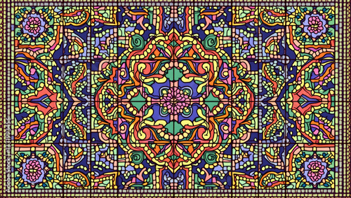 Vibrant Indian Mandala and Paisley Seamless Tile Pattern: Intricate Details in Flat Vector Illustration for Smart Business Design
