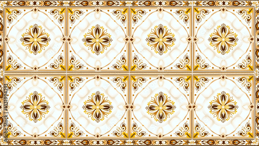 Obraz premium Create a Seamless Tile Pattern with Ornate Renaissance Floral Motifs and Elegant Borders