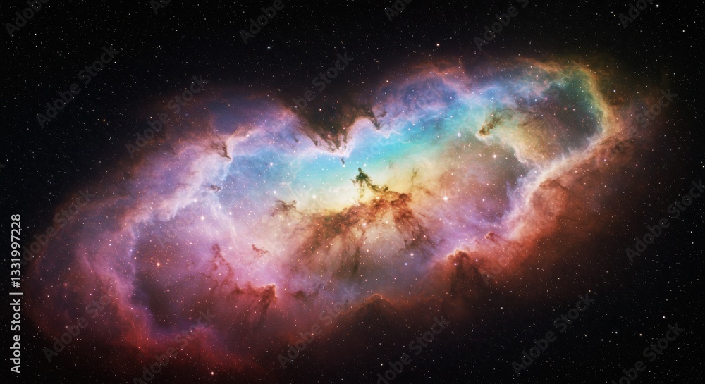 Obraz premium Stunning nebula displays vibrant colors in deep space 