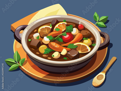 vector of  Beef Bourguignon