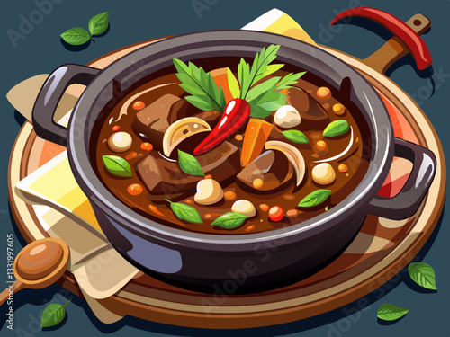 vector of  Beef Bourguignon