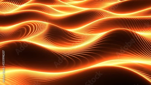 Mesmerizing Abstract Display of Glowing Orange Waves Dynamic Pattern of Fluid Lines Evoking Energy and Movement with Vibrant Colors and Futuristic Aesthetic