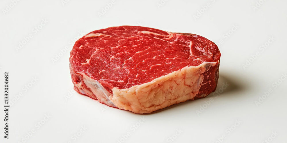 raw ostrich steak on white background, showcasing its texture raw ostrich steak on white background, showcasing its texture