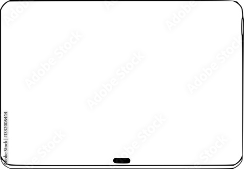 Black and white minimalist monochrome digital tablet for learning education e-learning study school technology vector illustration art design