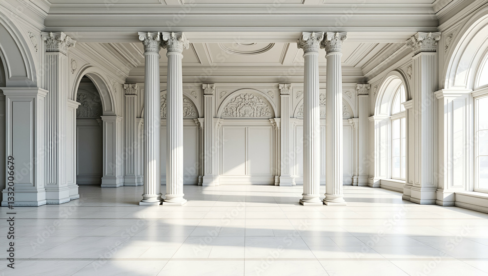 Fototapeta premium Seamless Tile Designs: Cultural Architecture with Iconic Columns & Space