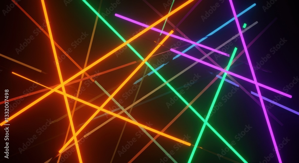 Fototapeta premium Colorful neon lines create dynamic abstract pattern 