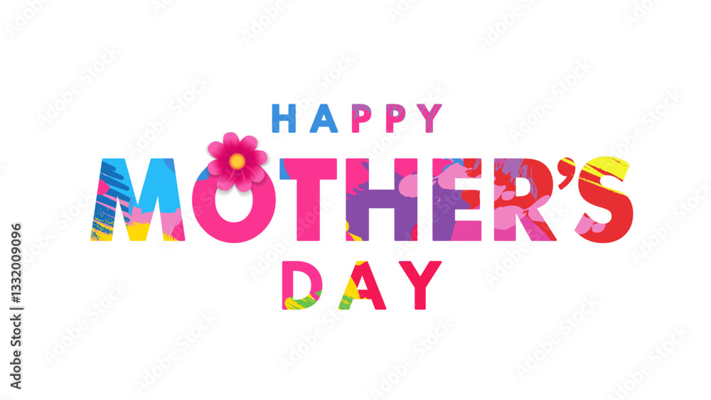 Happy Mother's Day, colorful grunge brush pattern typography. I love you mom, calligraphy and beautiful flower for greeting card or poster design. Vector illustration Happy Mother's Day, colorful grunge brush pattern typography. I love you mom, calligraphy and beautiful flower for greeting card or poster design. Vector illustration