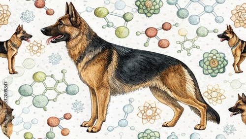 Wallpaper Mural German Shepherd Dog Breed Scientific Illustration: High-Resolution Detailed Anatomy & Unique Coat Texture Torontodigital.ca