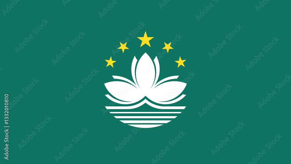 Fototapeta premium Flag of Macao with lotus flower and stars representing its cultural heritage and administrative status