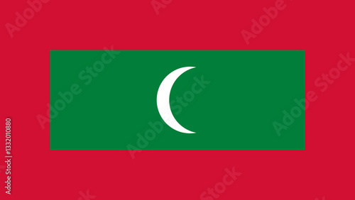 Free Download National flag of Maldives featuring red background with green rectangle and white crescent moon symbolizing peace and prosperity - GFXLoad