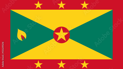 Free Download Flag of Grenada featuring a vibrant design with a central star and colorful elements - GFXLoad