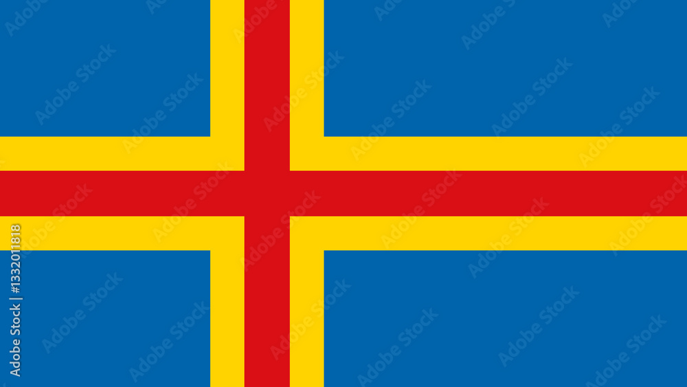 Flag of Aaland Islands featuring blue background with yellow and red cross design represents cultural identity of the region Flag of Aaland Islands featuring blue background with yellow and red cross design represents cultural identity of the region