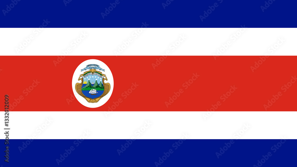Flag of Costa Rica displayed prominently with vibrant colors symbolizing national identity and pride Flag of Costa Rica displayed prominently with vibrant colors symbolizing national identity and pride