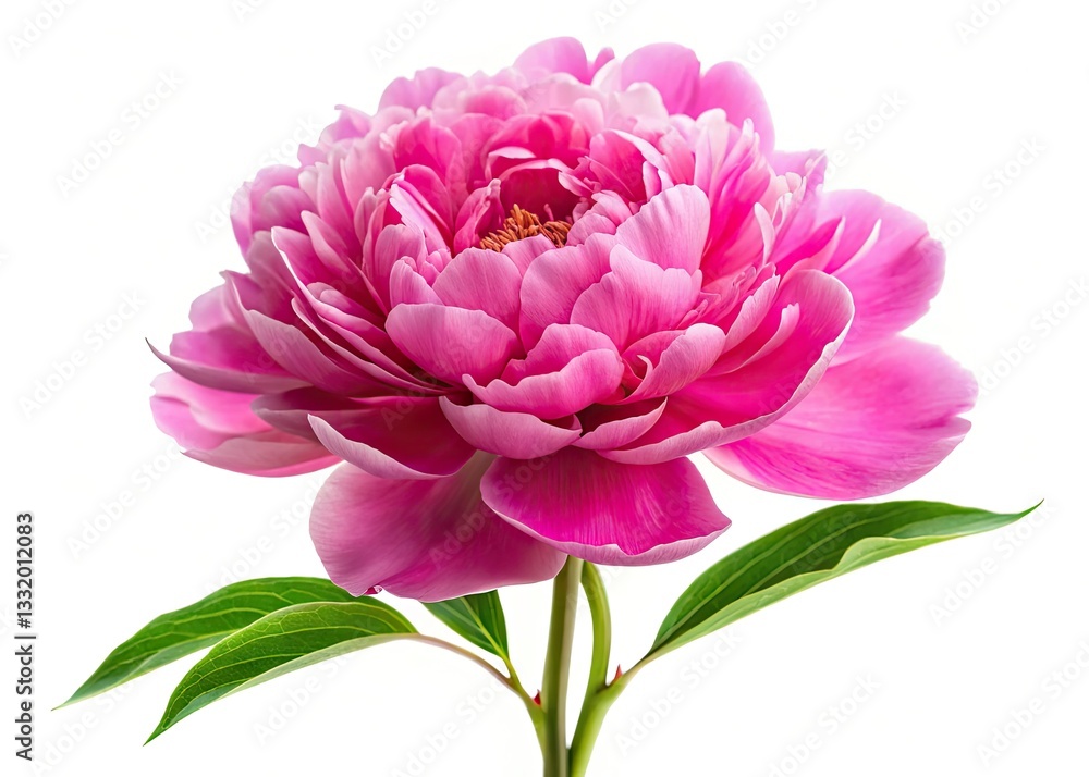 High-resolution image of a single blooming pink peony, perfectly isolated against a white backdrop. A spring blossom of exquisite beauty. High-resolution image of a single blooming pink peony, perfectly isolated against a white backdrop. A spring blossom of exquisite beauty.