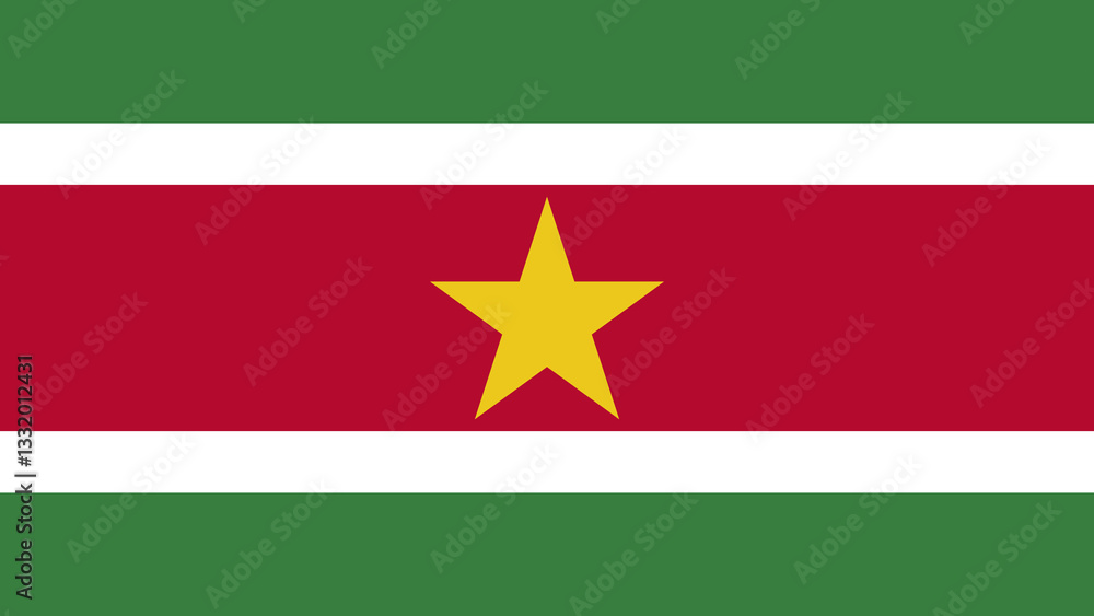 Suriname flag displaying vibrant colors and a central star, symbolizing the nation’s identity and heritage amidst a rich cultural backdrop Suriname flag displaying vibrant colors and a central star, symbolizing the nation’s identity and heritage amidst a rich cultural backdrop