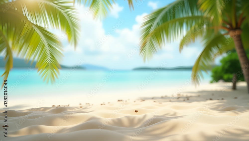 Flat Sand with Blurred Palm Trees: A Tropical Beach Bokeh Background Capturing the Essence of Summer Vacation and Travel - Perfect for Relaxation and Adventure Visuals in Vector Illustration Flat Sand with Blurred Palm Trees: A Tropical Beach Bokeh Background Capturing the Essence of Summer Vacation and Travel - Perfect for Relaxation and Adventure Visuals in Vector Illustration