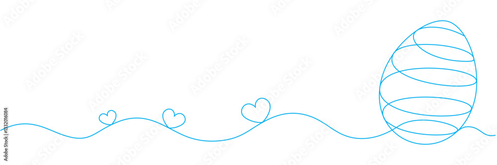 Vector illustration of a blue Easter egg with bunny ears in line art style for Easter day Vector illustration of a blue Easter egg with bunny ears in line art style for Easter day