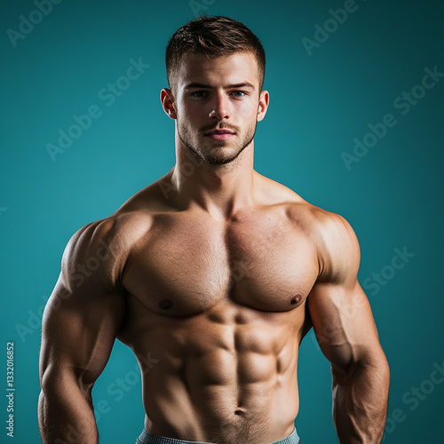 Fitness strong man portrait, male portrait close up