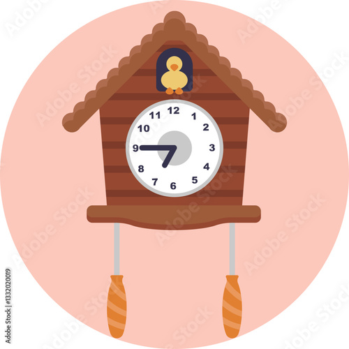 A traditional wooden clock with a small bird that pops out on the hour.