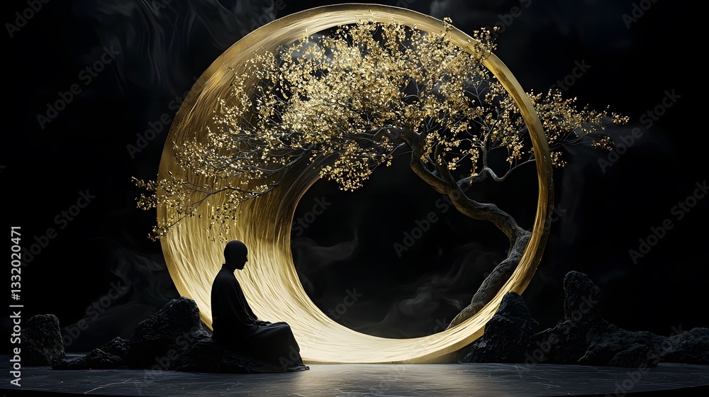 Fototapeta premium a sillhouette made from golden fine art