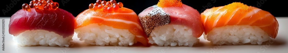 A diverse and colorful selection of sushi is presented in PNG form, with a transparent background A diverse and colorful selection of sushi is presented in PNG form, with a transparent background