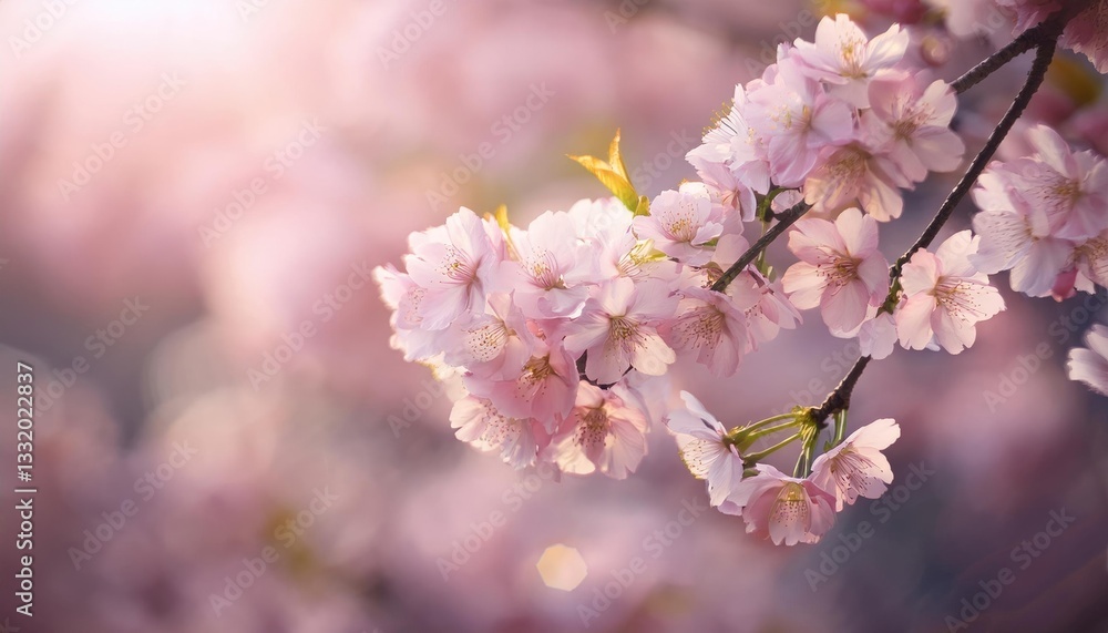 cherry blossoms in full bloom with a diagonal branch, delicate pink petals, blurred bokeh background in pastel colors, serene spring beauty cherry blossoms in full bloom with a diagonal branch, delicate pink petals, blurred bokeh background in pastel colors, serene spring beauty