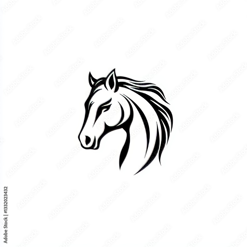 The modern art of a horse is represented by a simple linear stencil illustration The modern art of a horse is represented by a simple linear stencil illustration