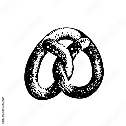 Vector vintage hand drawn pretzel sketch. Engraving style  illustration.