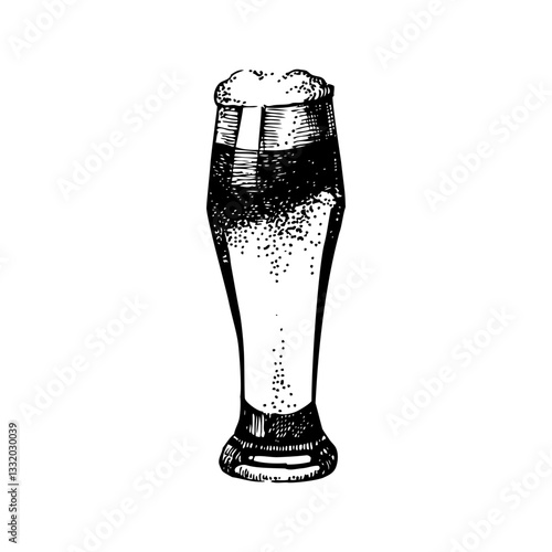 Vector vintage hand drawn beer glass sketch. Engraving style  illustration.