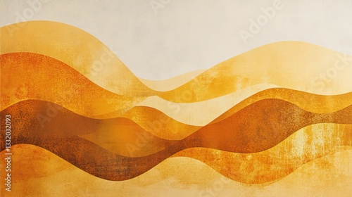 Abstract Golden Waves Abstract Art Painting Digital Illustration Autumn Colors Warm Tones Desert Landscape Texture Background