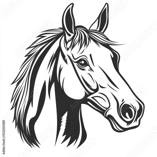 Wallpaper Mural A simple horse is depicted in a modern linear art illustration using stencil Torontodigital.ca