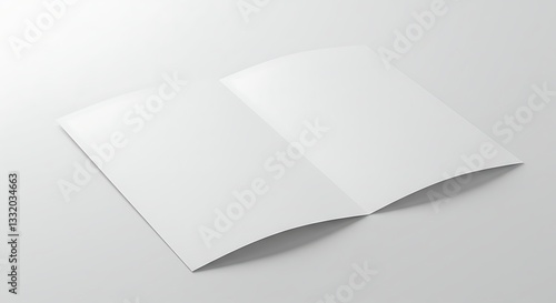 Blank White Paper Mockup Folded Leaflet Brochure Design Template 3d a4 page flyer clean empty sheet 