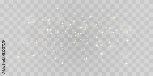 Magical light dust with a soft glow. Floating particles of light. A Christmas light effect with sparkling fairy dust shining on a transparent background. Vector illustration in PNG format