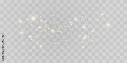 Magical light dust with a soft glow. Floating particles of light. Christmas light effect with sparkling fairy dust shining on a transparent background. Vector illustration in PNG format