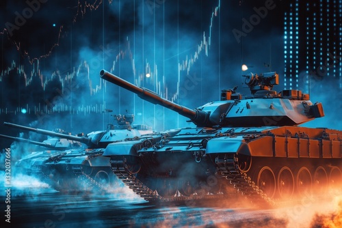 Military tanks representing defense industry and stock market fluctuations