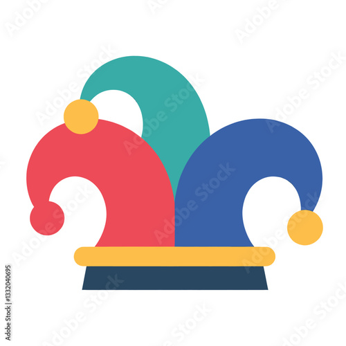 Colorful Jester Hat with Bells on a White Backdrop