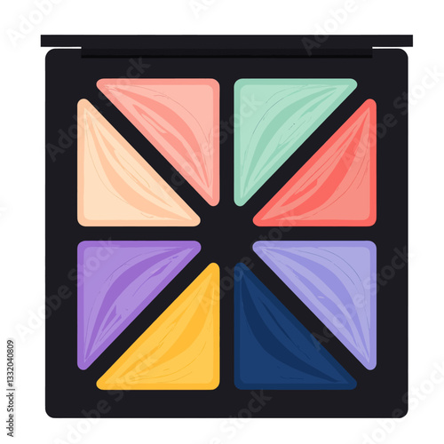 Colorful triangular eyeshadow palette with black case