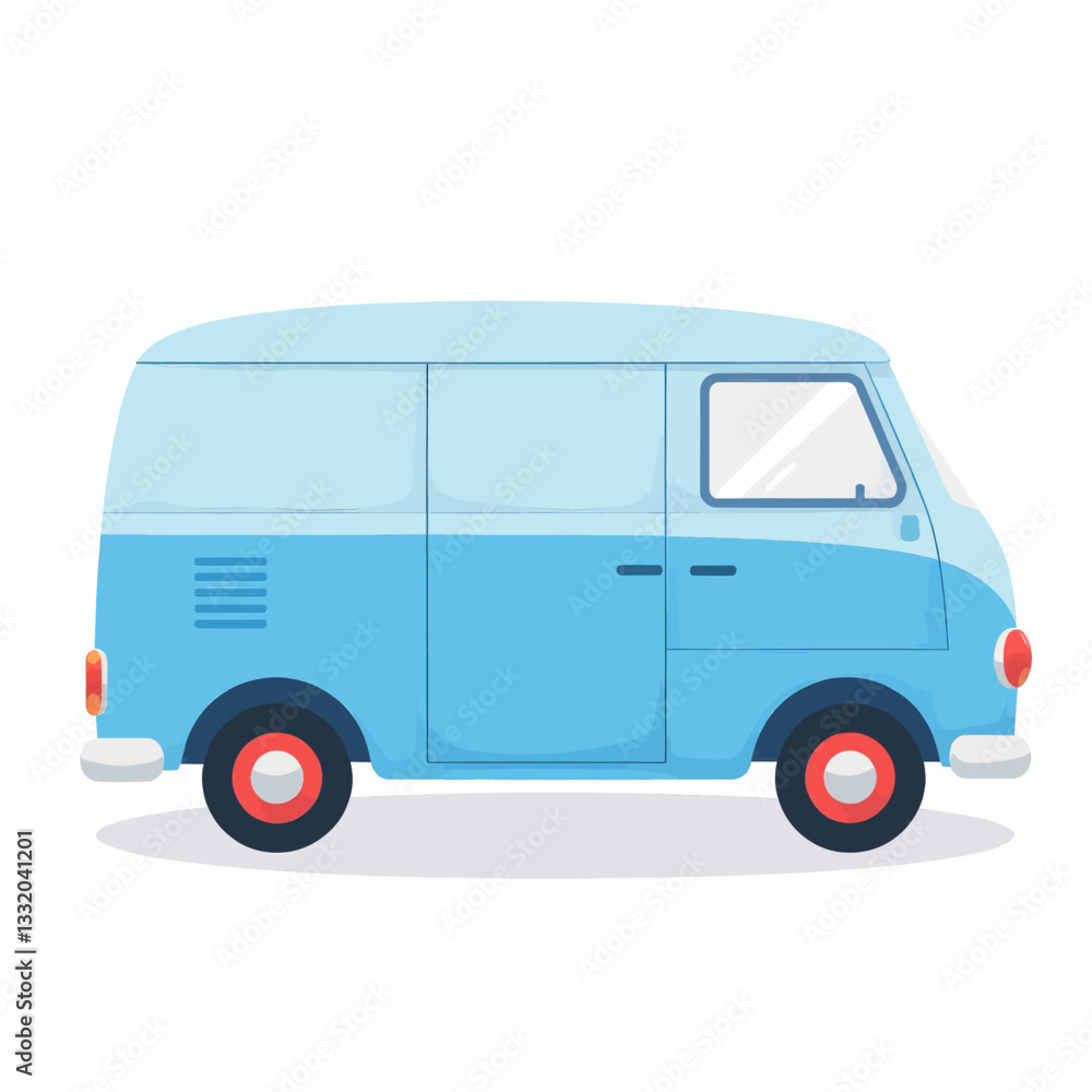 Cute cartoon blue camper van illustration Cute cartoon blue camper van illustration