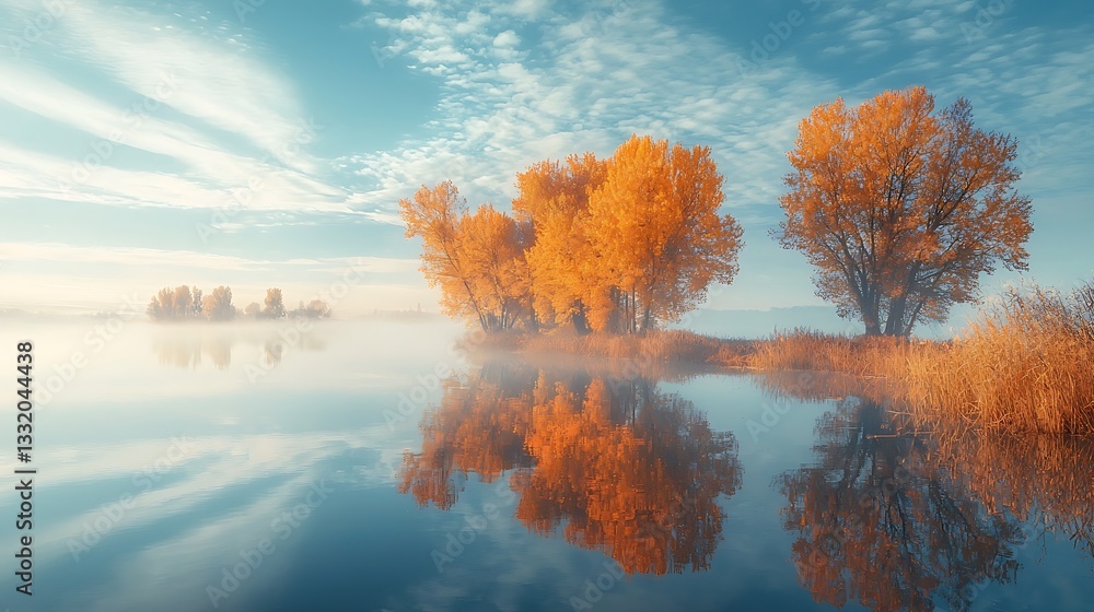 Stunning autumn trees with vibrant foliage reflecting in the calm lake an image tranquility and color Stunning autumn trees with vibrant foliage reflecting in the calm lake an image tranquility and color