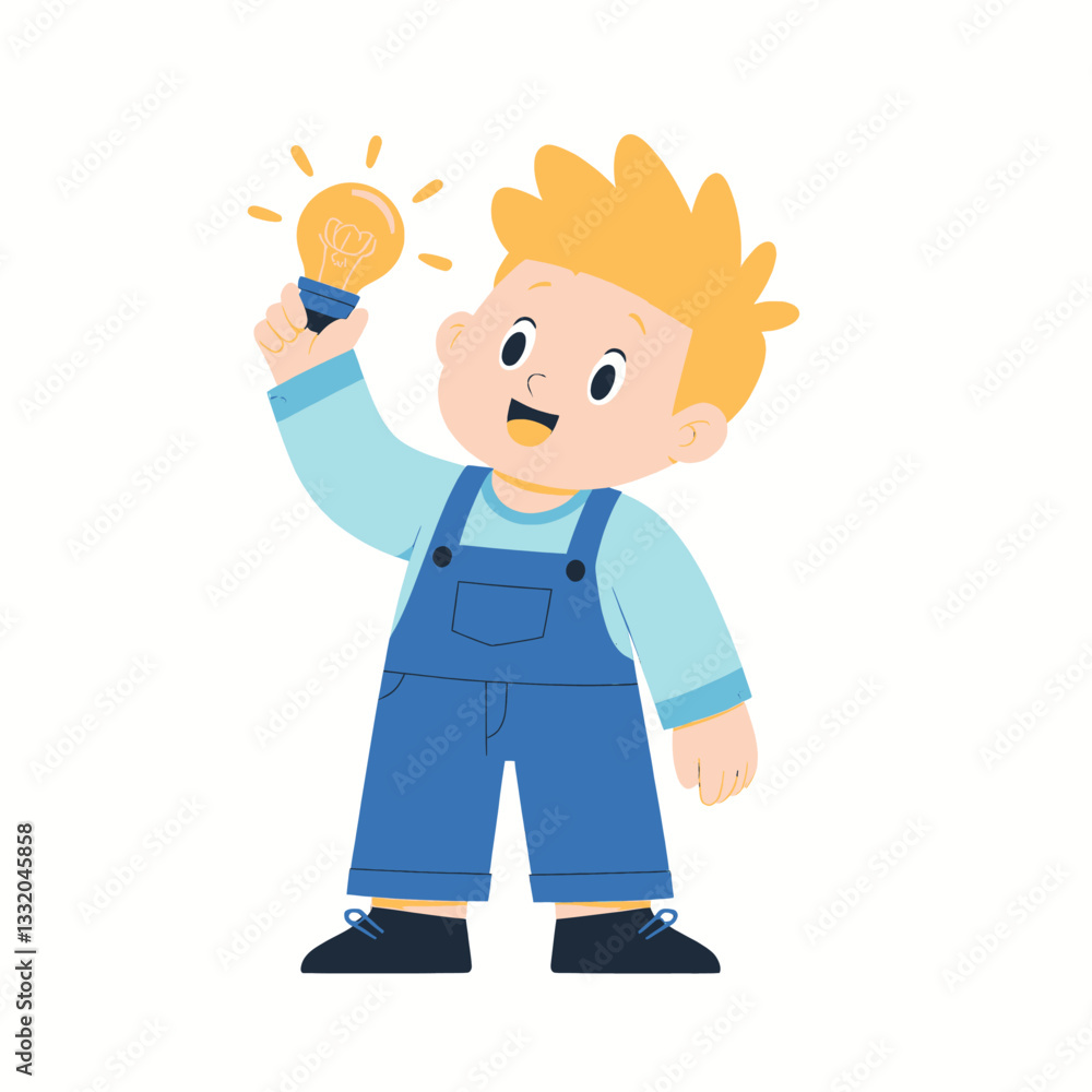 Illustration of boy with blonde hair having bright idea Illustration of boy with blonde hair having bright idea
