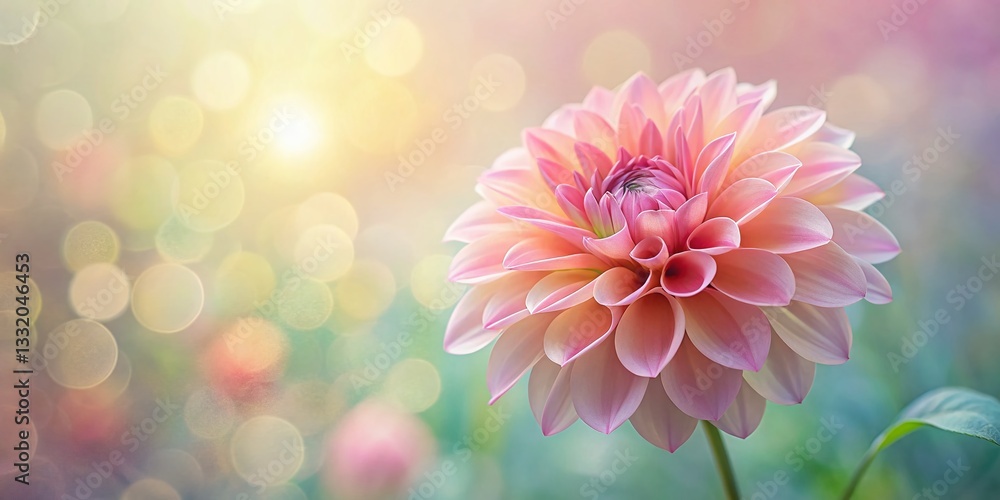 Obraz premium Soft Focus Pink Dahlia Flower, Painterly Bloom, Artistic Floral Photography